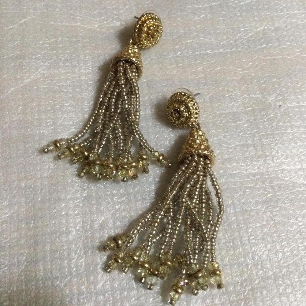 Chunky Beaded Tassel Earrings